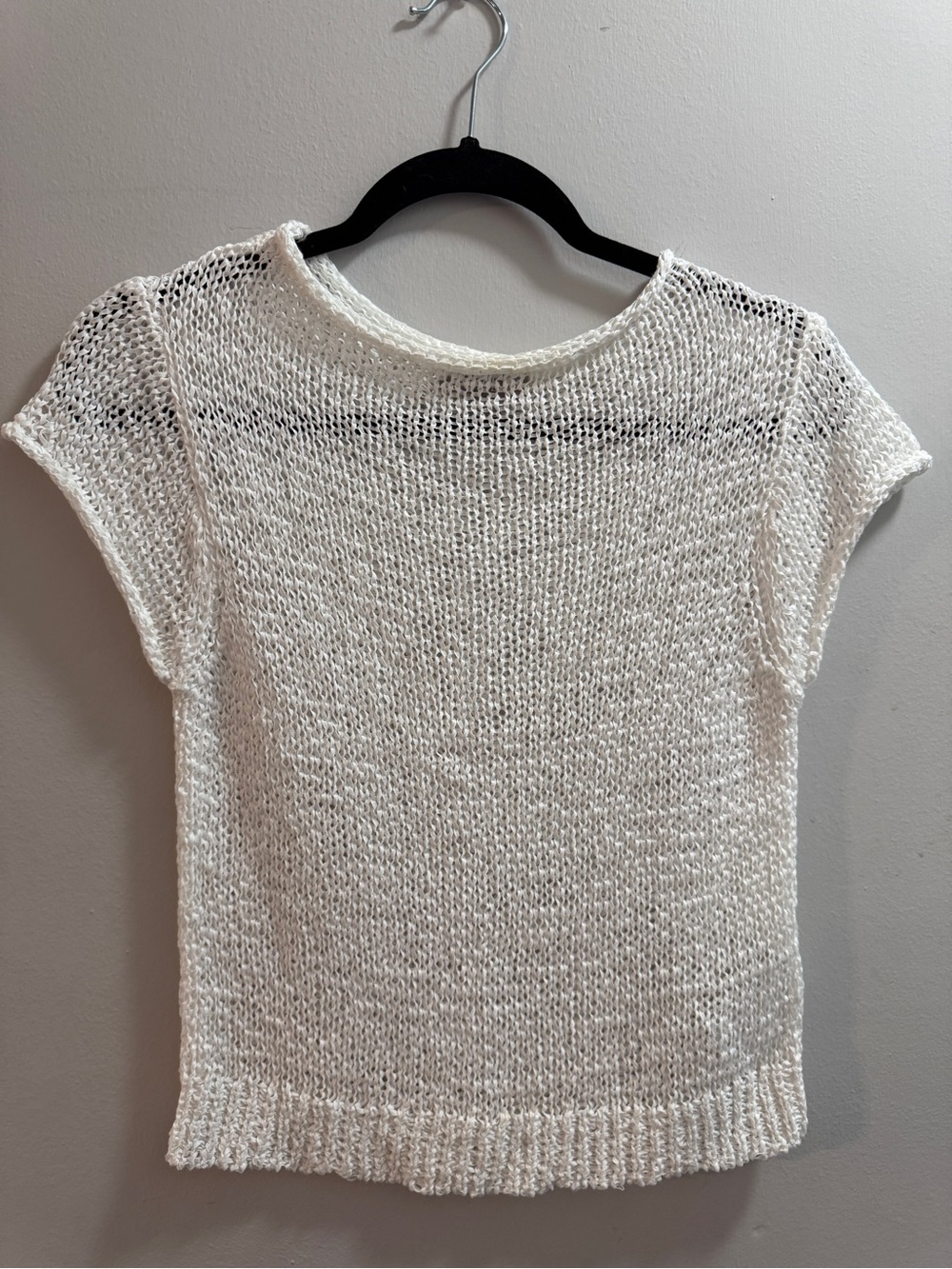 J. Crew Open-Knit Short Sleeve Sweater - White